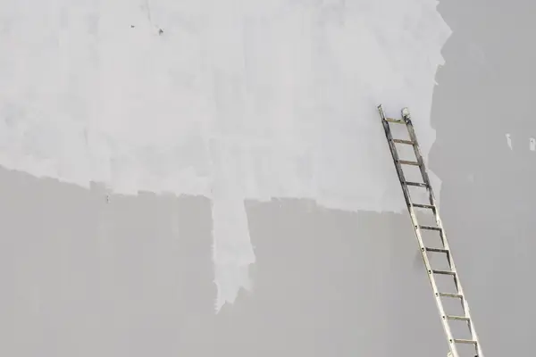 Exterior painting in Salem: ladder against a freshly primed wall